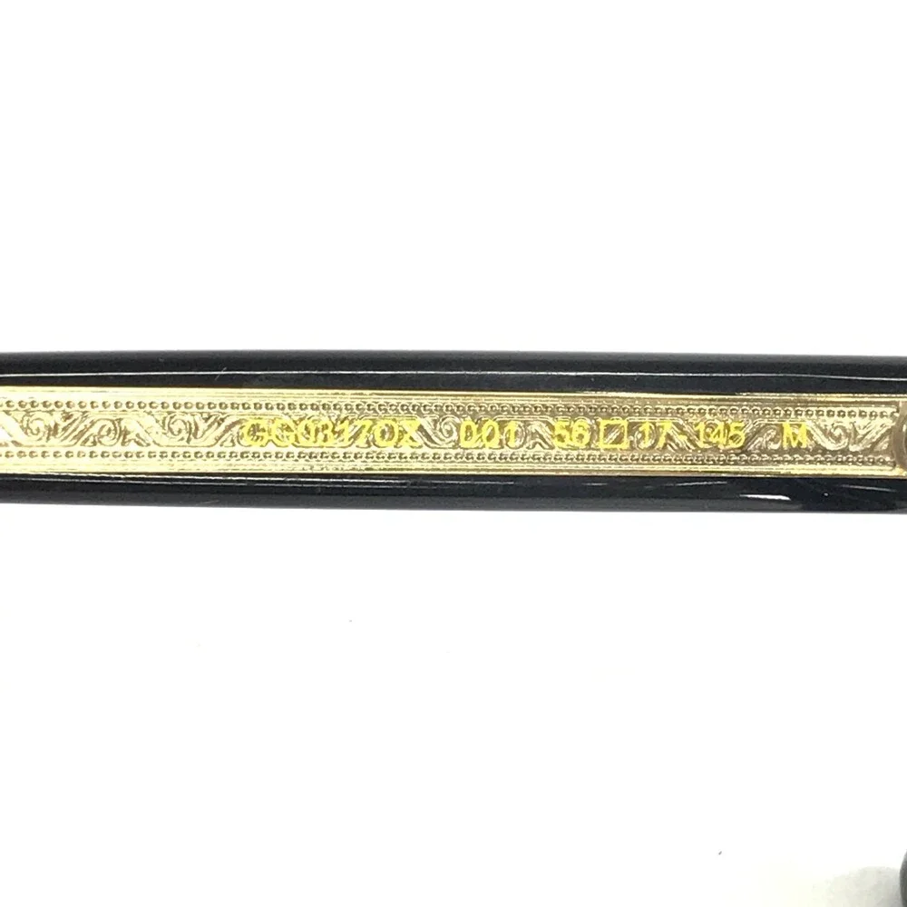 Gucci Eyeglasses Frames GG0317OZ 001 Black Gold Rectangle Full Rim 56-17-145